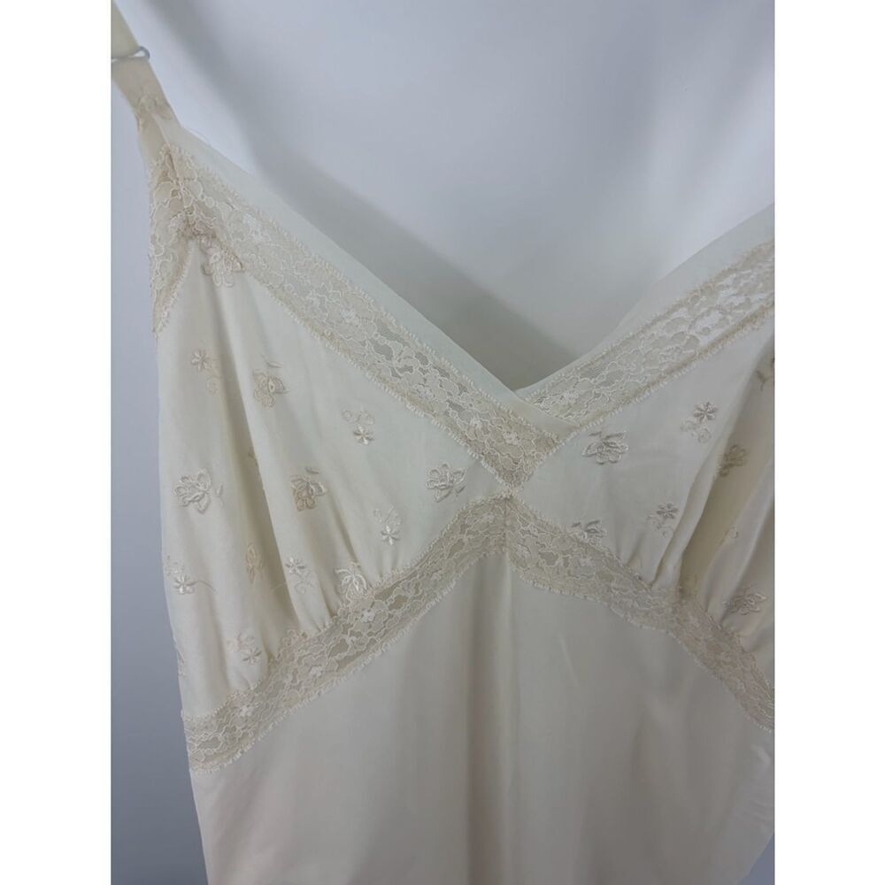 Vintage Snowdon off white lace embroidered lined floral full slip women 40 fairy - Picture 2 of 7